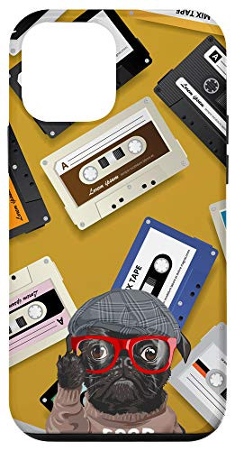 iPhone 12 mini Black Pug Glasses Vintage Retro Mixtape Cassette Tape Case