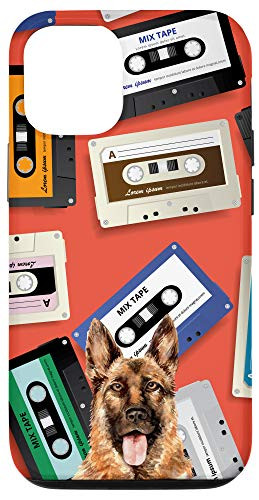 iPhone 12/12 Pro German Shepherd Dog Vintage Retro Cassette Tape Pattern Case