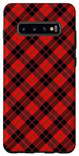 Galaxy S10plus Classic Red  and  Black Plaid Buffalo Check Pattern Design Phone Case