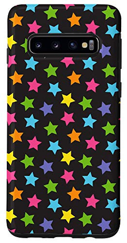 Galaxy S10 Colorful rainbow stars and black artistic pattern Case