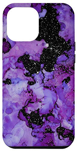 iPhone 12 Pro Max Deep Purple Moody Dark Black Space and Stars Glam Chic Case