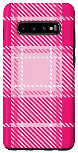 Galaxy S10plus Pink White Red Buffalo Check Plaid Gingham Quilt Pattern Case