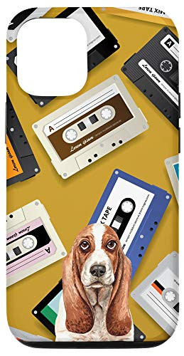 iPhone 12/12 Pro Basset Hound Dog Vintage Retro Mixtape Cassette Tape Pattern Case