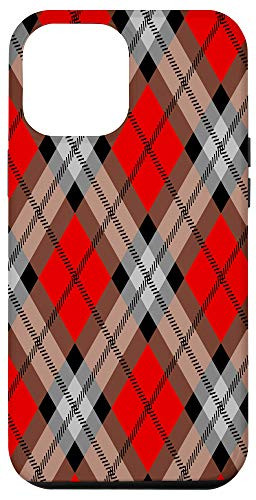 iPhone 12 Pro Max Red, Tan, Black and White Plaid, Red, Black, Brown Checked Case