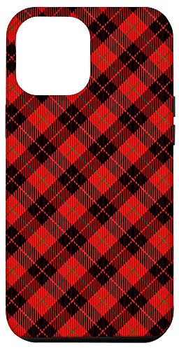 iPhone 12 Pro Max Classic Red  and  Black Plaid Buffalo Check Pattern Design Phone Case