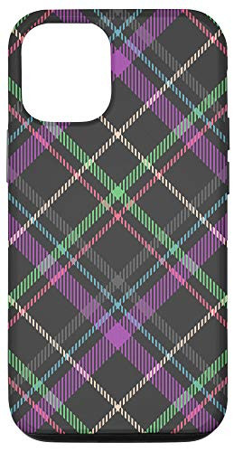 iPhone 12/12 Pro Black Green Purple Buffalo Check Plaid Gingham Quilt Pattern Case