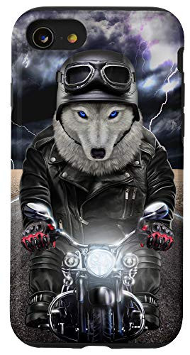 iPhone SE (2020) / 7 / 8 Polar Wolf on Motorcycle Cruise Down Highway Case