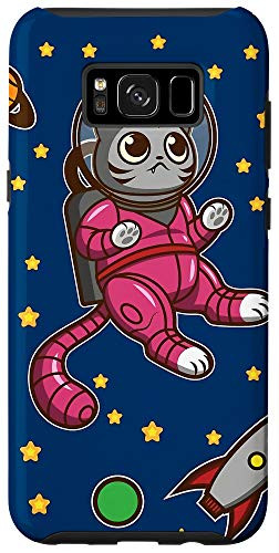 Galaxy S8plus Cartoon Funny Space Astronaut Cat and Stars Phone Case