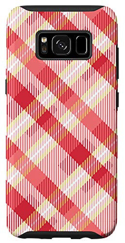 Galaxy S8 Pink Yellow White Buffalo Check Plaid Gingham Quilt Pattern Case