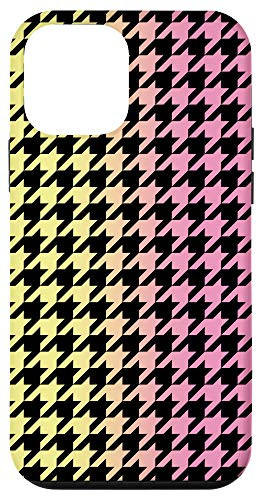iPhone 12 mini Houndstooth, Hounds Tooth Check, Hound's Tooth,Yellow, Pink Case