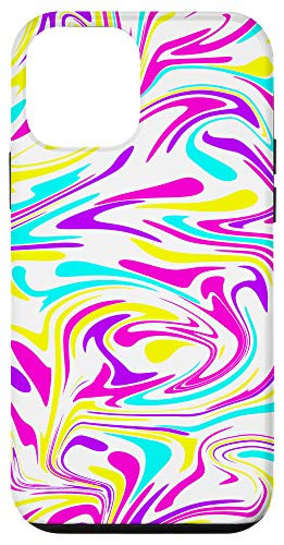 iPhone 12 mini Pink Yellow Blue Pastel Summer Abstract Pattern Swirl Design Case