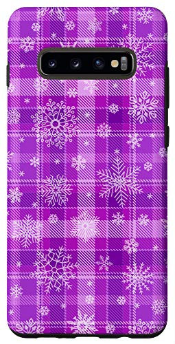 Galaxy S10plus Christmas Plaid Tartan Buffalo Check Hot Pink Snow Pattern Case
