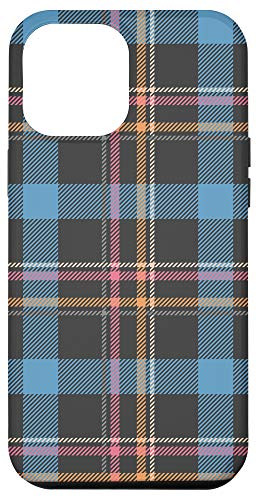 iPhone 12 Pro Max Blue Orange Black Buffalo Check Plaid Gingham Quilt Pattern Case