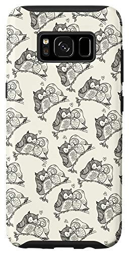 Galaxy S8 Owl Couple Love Cute Pattern Owl Lovers Gift Beige Case