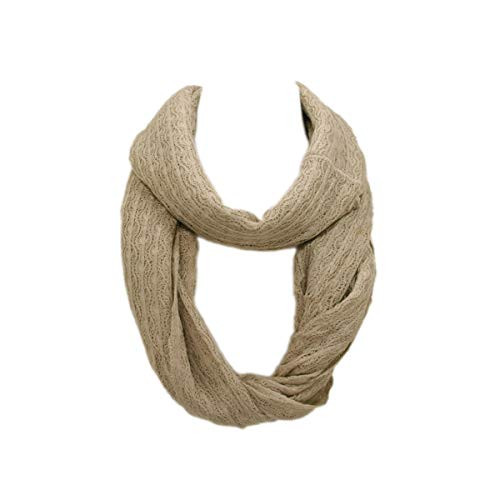 Premium Solid Color Knit Infinity Circle Scarf, Beige