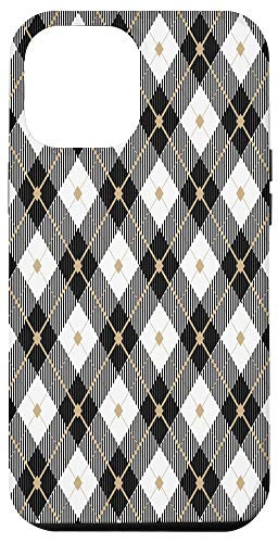 iPhone 12 Pro Max Black White Tan Brown Plaid Case