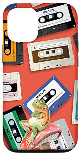 iPhone 12/12 Pro Frog On Mushroom Vintage Retro Cassette Tape Pattern Case