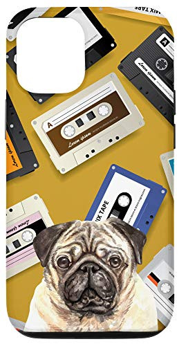 iPhone 12/12 Pro Pug Dog Vintage Retro Mixtape Cassette Tape Pattern Case