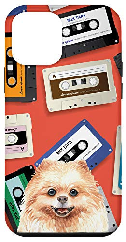iPhone 12 mini Pomeranian Dog Vintage Retro Cassette Tape Pattern Case