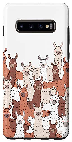 Galaxy S10plus Llama Herd Cute Animal Alpaca Llama Lover Beige Brown Case