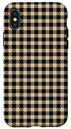 iPhone X/XS Light Beige Checkered Plaid Gingham Buffalo Pattern Case