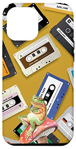 iPhone 12 Pro Max Frog On Mushroom Vintage Retro Mixtape Cassette Tape Pattern Case