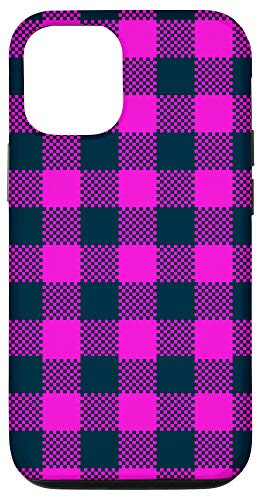 iPhone 12/12 Pro Pink Black Buffalo Check Picnic Gingham Picnic Cute Pattern Case