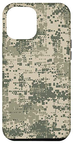 iPhone 12 Pro Max Digital Square Pattern Camo Light Sage and Olive Case