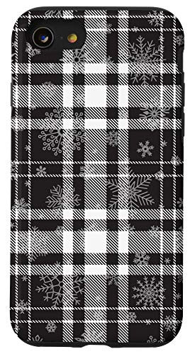 iPhone SE (2020) / 7 / 8 Christmas Plaid Tartan Buffalo Check Black Snow Pattern Gift Case