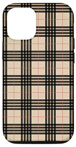 iPhone 12/12 Pro Plaid checkered Pattern Grey Beige Classy Tartan Flannel Case