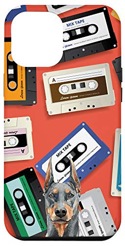 iPhone 12 Pro Max Doberman Dog Vintage Retro Cassette Tape Pattern Case
