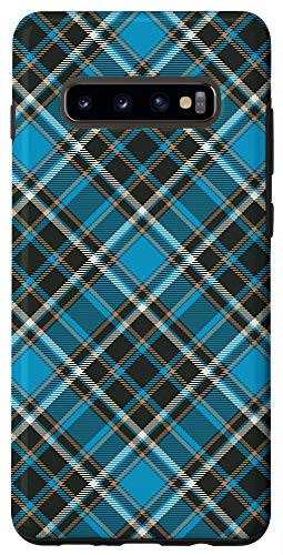 Galaxy S10plus Christmas Plaid Tartan Buffalo Check Aqua Pattern Gift Case