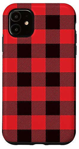 iPhone 11 Christmas Buffalo Plaid Red Black Check Checker Case