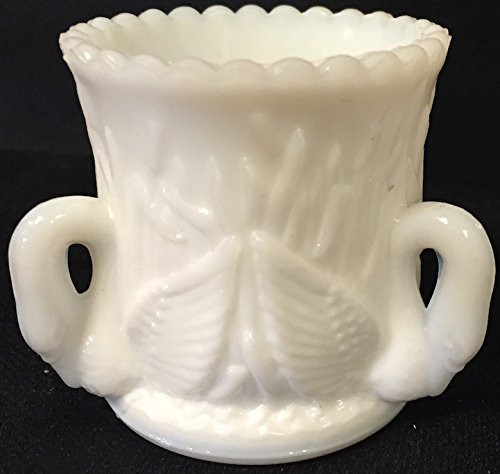 Toothpick Holder - 3 Handled Swan - Milk Glass - American Made