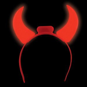 Lumistick LED Devil Horns Headband   Light up Head Boppers Glowing Bows Flashing Headwear Hairband (2 Devil Horns Headbands)