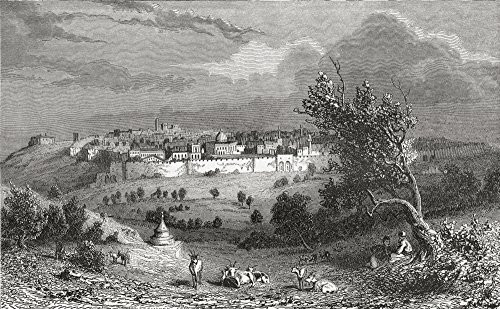 Posterazzi Jerusalem Palestine Seen From The Mount Of Olives In The 19Th Century. From El Mundo En La Mano Published 1875. Poster Print, (18 x 11) Posterazzi Jerusalem Palestine Seen From The Mount Of Olives In The 19Th Century. From El Mundo En La Mano Published 1875. Poster Print, (18 x 11)