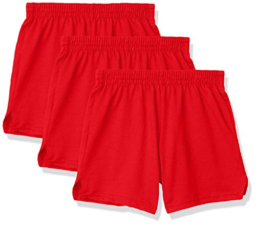 Soffe Girls' Authentic Cheer Short, Red, Small (3-Pack)