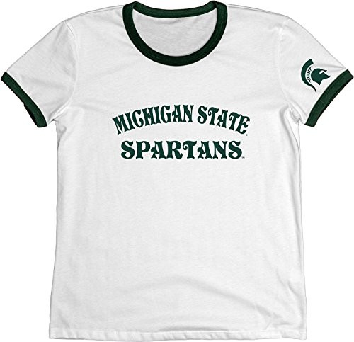 NCAA Michigan State Spartans Adult Women NCAA Women's Vintage Supima Ringer Tee,Large,Forest