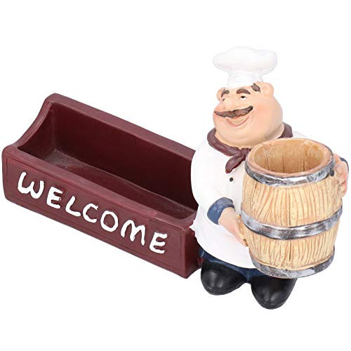 Germerse Chef Figurine, Chef Statue Toothpick Holder, Tabletop Decoration for Counter Bistro Restaurant Kitchen
