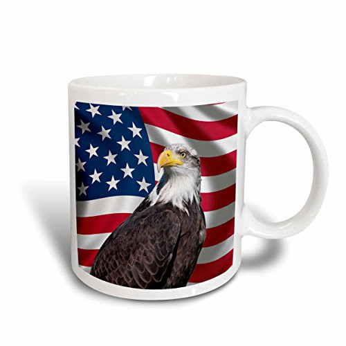 3dRose American Flag Use Bald Eagle Patriotic Stars Stripes Mug, 15 oz, Ceramic