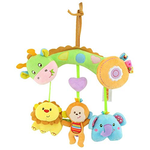 Baby Spiral Car Seat Toys, Activity Spiral Pram Toys Stroller Toys, Rattle Plush Teether Carriage Hanging Bell Toy, Newborn Sensory Crib Toy