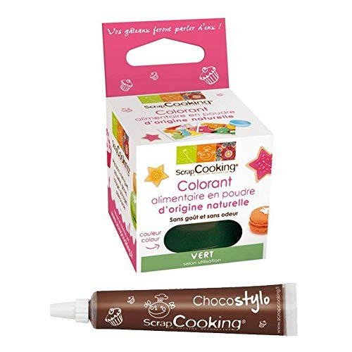 Green food colouring plus Edible chocolate pen