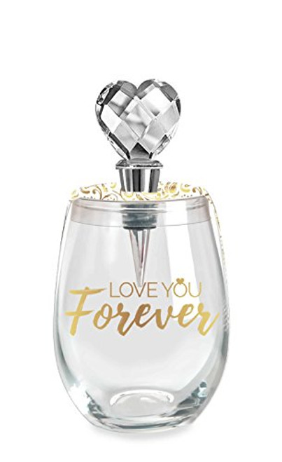 Wild Eye Designs Stemless 16oz Wine Glass  and  Stopper Set (Love You Forever)