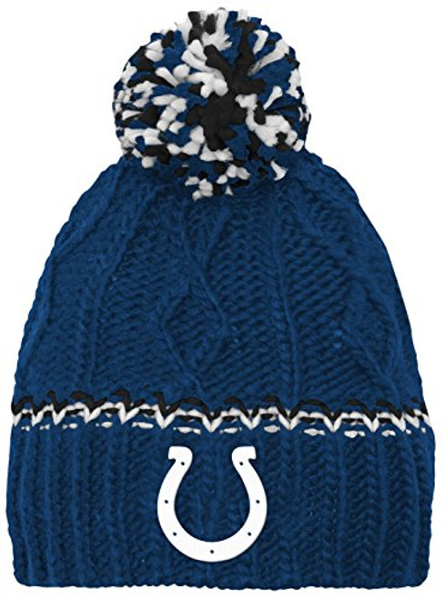 Outerstuff NFL Girls 7-16 Cable Knit Rib Cuffless Hat-Speed Blue-1 Size, Indianapolis Colts Outerstuff NFL Girls 7-16 Cable Knit Rib Cuffless Hat-Speed Blue-1 Size, Indianapolis Colts