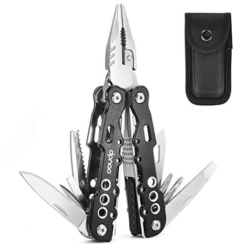 dpnao Multitool Pliers Survival Tools 14 in 1 Portable Pocket Folding knife/Bottle Opener/Adjustable Multifunctional Stainless Steel Screwdriver Mini Tool Nylon Sheath