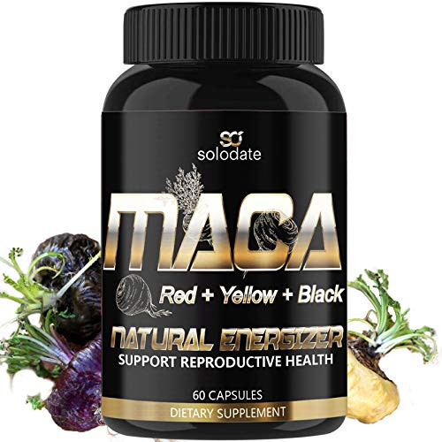 Maca Root,Red, Yellow,Black 1900MG,Reproductive Health Supplements for Men and Women,Organic Natural Energizer,60 Capsules