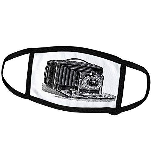 3dRose Black and White Vintage Camera Ink and Pen Drawing Print. - Face Covers (fc_161554_3)