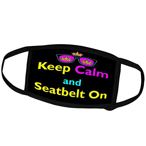 3dRose Dooni Designs CMYK Hipster Designs - CMYK Keep Calm Parody Hipster Crown and Sunglasses Keep Calm and Seatbelt On - Face Masks (fm_116788_1)