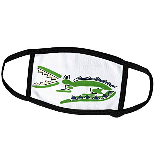 3dRose All Smiles Art Reptiles and Amphibians - Funny Green Alligator Pen and Ink Style Art - Face Masks (fm_218748_3)