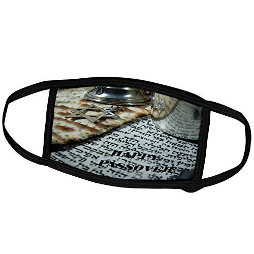 3dRose Florene Holiday - Image of Happy Passover On Hebrew Writing and Matzoh - Face Masks (fm_235423_2)